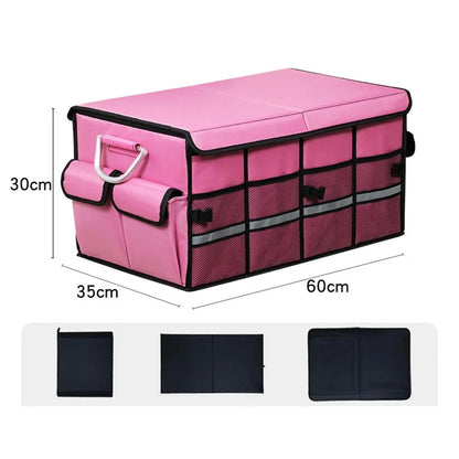 Size L 66L Foldable Car Trunk Storage Box with Lid Oxford Cloth Storage Organizer