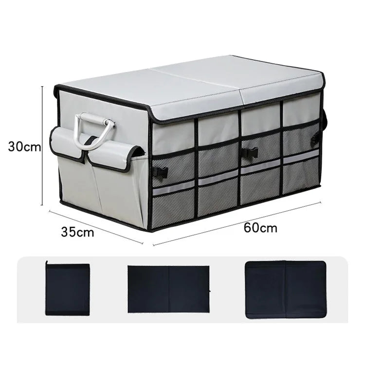 Size L 66L Foldable Car Trunk Storage Box with Lid Oxford Cloth Storage Organizer