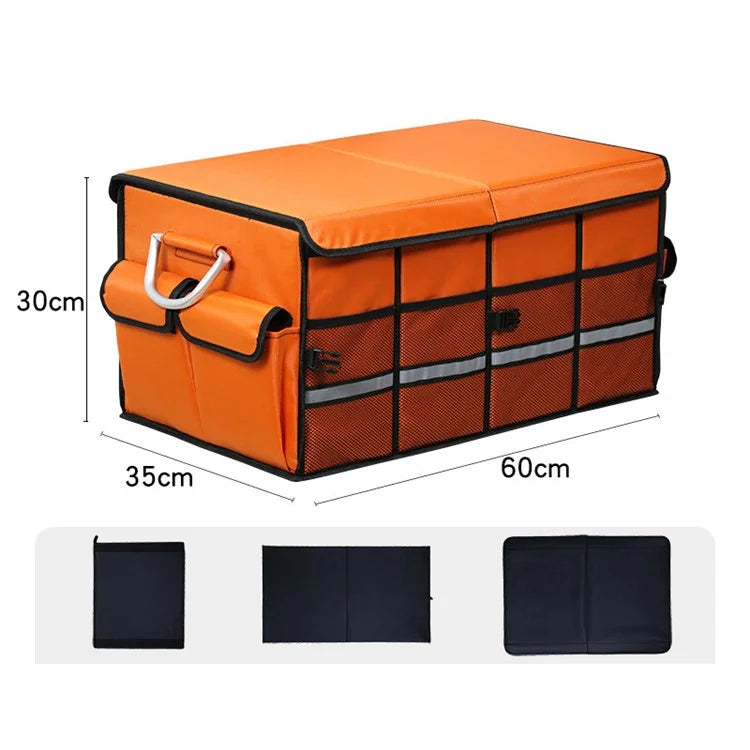 Size L 66L Foldable Car Trunk Storage Box with Lid Oxford Cloth Storage Organizer