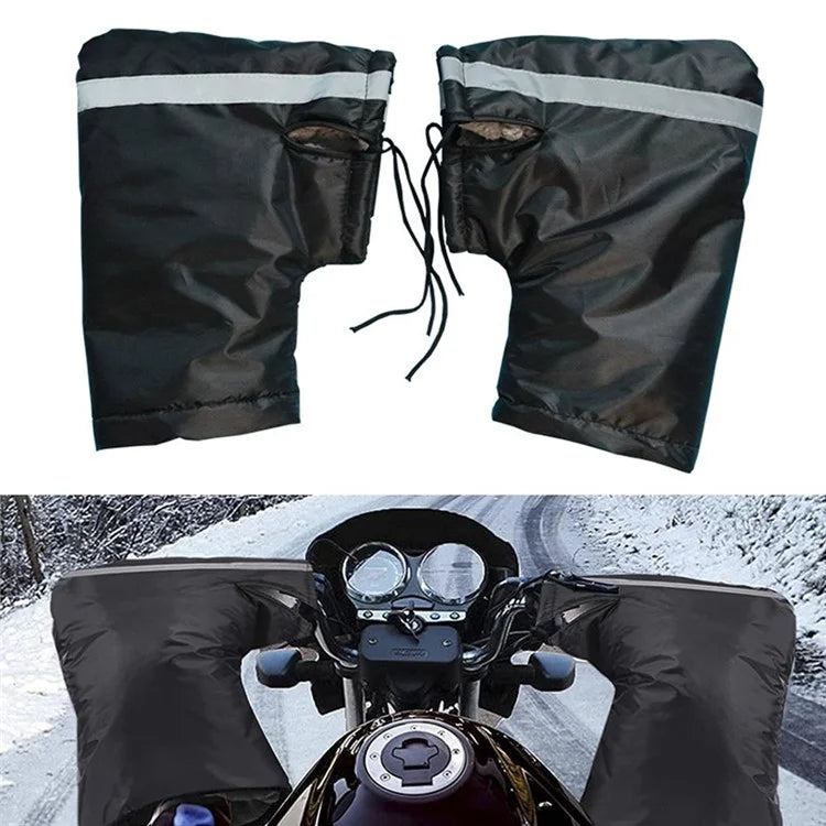 KG0245 1 Pair Motorcycle Handle Warm Cover 210D Oxford Cloth Waterproof Snow-proof Gloves with Reflective Strip