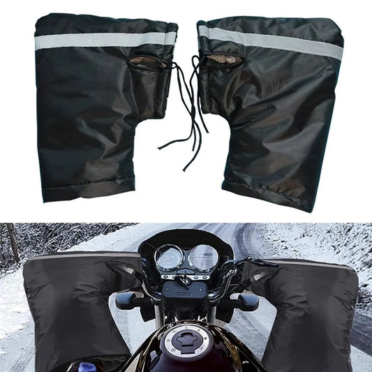 KG0245 1 Pair Motorcycle Handle Warm Cover 210D Oxford Cloth Waterproof Snow-proof Gloves with Reflective Strip