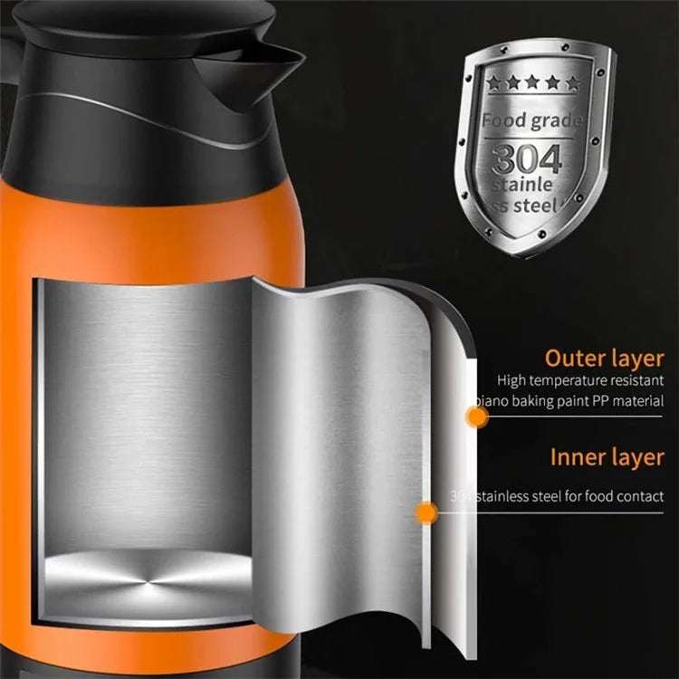 YT-1000A 24V Digital Display 1000ml Stainless Steel Car Electric Kettle Boiling Water Cup (No FDA Certificate)