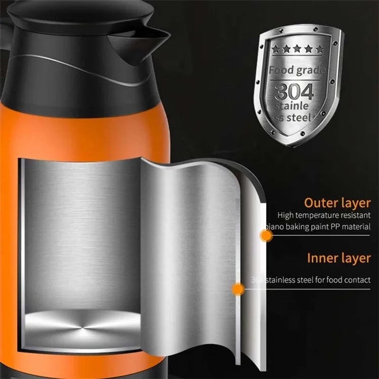 YT-1000A 12V 1000ml Car Electric Kettle Digital Display Stainless Steel Boiling Water Cup (No FDA Certificate)