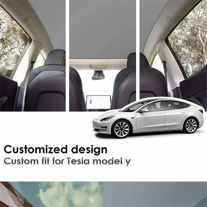 For Model Y 2 Sets Car Glass Roof Sunshade + 1 Set Rear Windshield Sun Shade