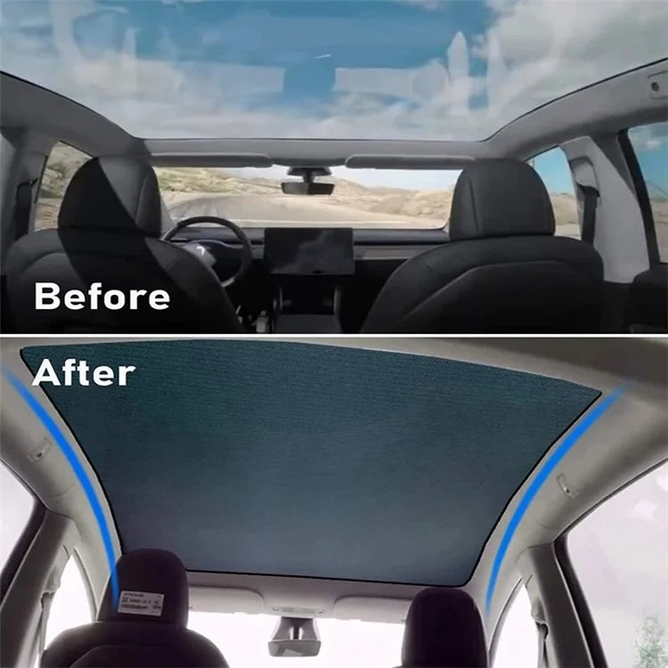 For Model Y 2 Sets Car Glass Roof Sunshade + 1 Set Rear Windshield Sun Shade