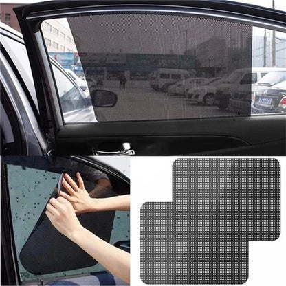 2Pcs 38x42cm Car Window Sunshade Sticker PVC Black Mesh Anti-UV Vehicle Glass Film