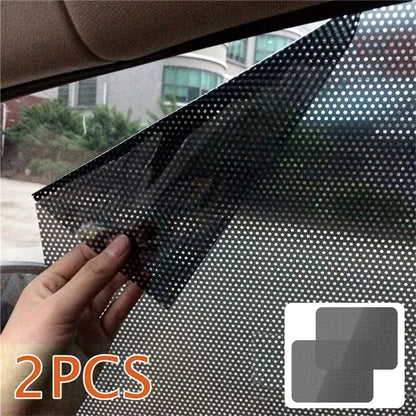 2Pcs 38x42cm Car Window Sunshade Sticker PVC Black Mesh Anti-UV Vehicle Glass Film