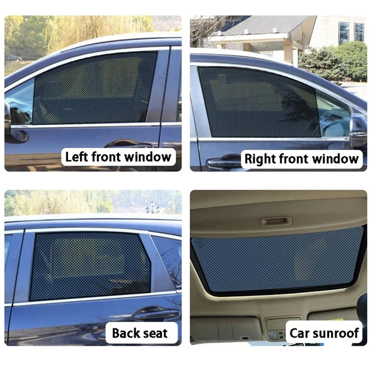 2Pcs 38x42cm Car Window Sunshade Sticker PVC Black Mesh Anti-UV Vehicle Glass Film