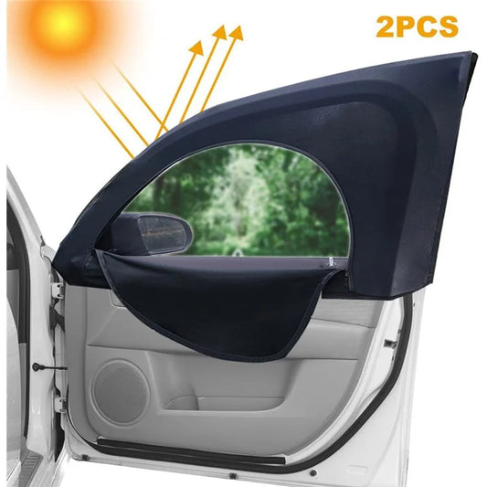 2Pcs / Set Anti-mosquito Car Window Mesh Curtain Sun Shade Breathable Window Curtain with Zipper Opening