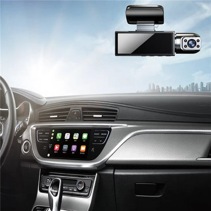 M8 3.16-inch 200mAh Dual Dash Cam Front and Inside with Night Vision 1080P+720P IPS Screen Car DVR