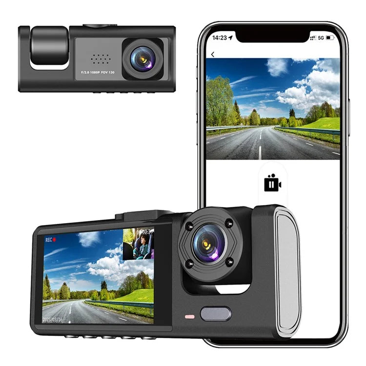 Y16 Car DVR Dash Cam 1080P HD Parking Monitoring 3 Cameras Vehicle Driving Recorder