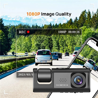 Y16 Car DVR Dash Cam 1080P HD Parking Monitoring 3 Cameras Vehicle Driving Recorder