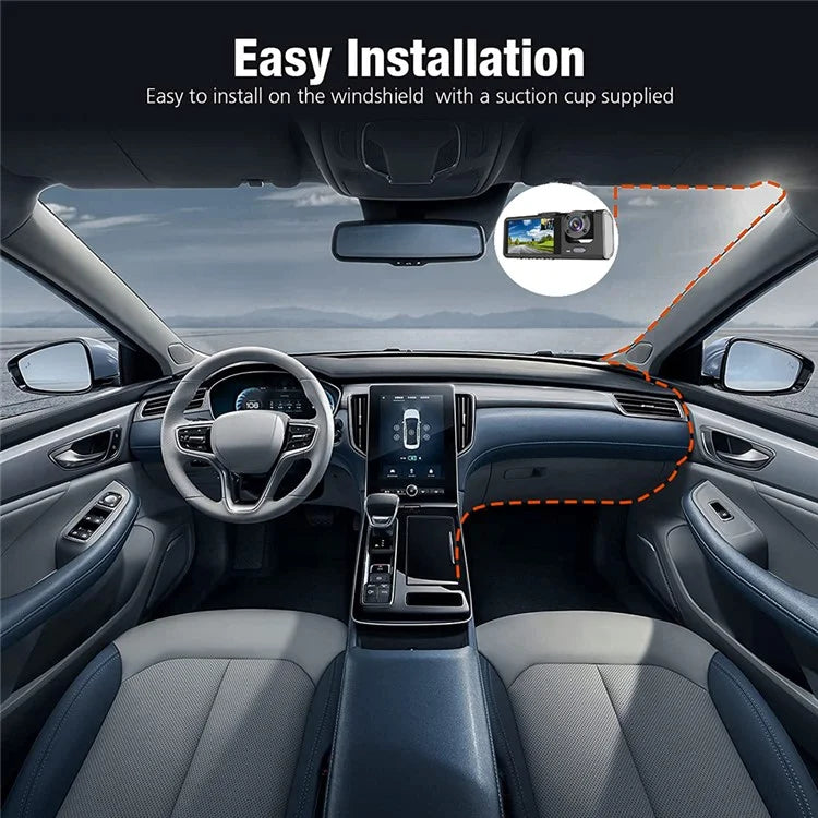 Y16 Car DVR Dash Cam 1080P HD Parking Monitoring 3 Cameras Vehicle Driving Recorder