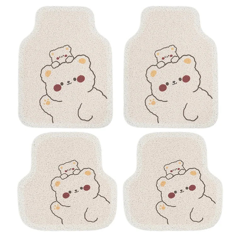 4Pcs / Set Vehicle Floor Protector Mats for Front and Rear Non-slip Wire Loop Car Interior Carpet