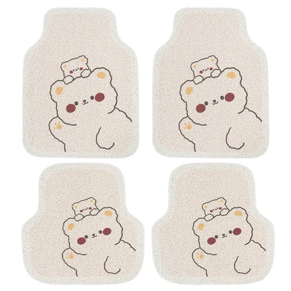 4Pcs / Set Vehicle Floor Protector Mats for Front and Rear Non-slip Wire Loop Car Interior Carpet