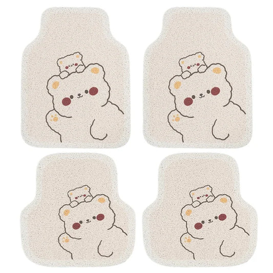 4Pcs / Set Vehicle Floor Protector Mats for Front and Rear Non-slip Wire Loop Car Interior Carpet