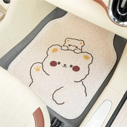 4Pcs / Set Vehicle Floor Protector Mats for Front and Rear Non-slip Wire Loop Car Interior Carpet