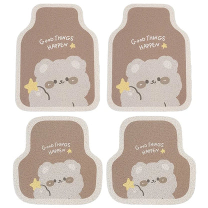 4Pcs / Set Vehicle Floor Protector Mats for Front and Rear Non-slip Wire Loop Car Interior Carpet