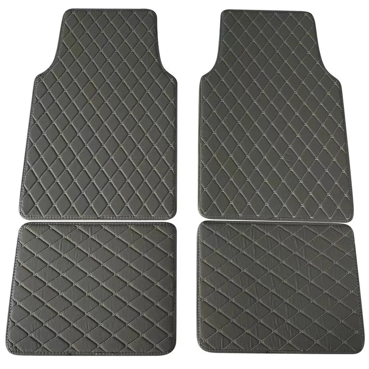 4Pcs  /  Set Car Front+Rear Floor Mat Anti-Slip Waterproof Leather Vehicle Interior Floor Mat
