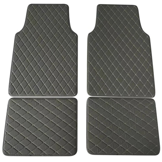 4Pcs  /  Set Car Front+Rear Floor Mat Anti-Slip Waterproof Leather Vehicle Interior Floor Mat
