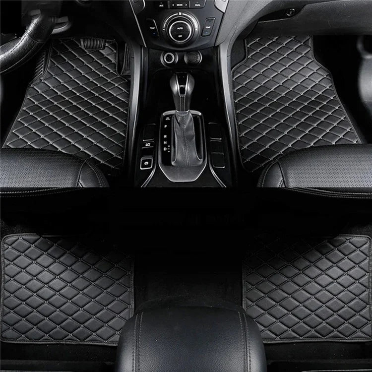 4Pcs  /  Set Car Front+Rear Floor Mat Anti-Slip Waterproof Leather Vehicle Interior Floor Mat