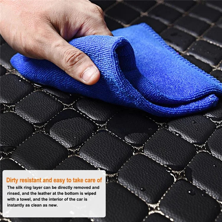 4Pcs  /  Set Car Front+Rear Floor Mat Anti-Slip Waterproof Leather Vehicle Interior Floor Mat