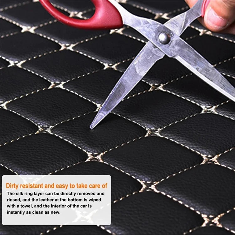 4Pcs  /  Set Car Front+Rear Floor Mat Anti-Slip Waterproof Leather Vehicle Interior Floor Mat