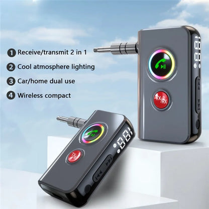 BT106 Colorful Light Wireless Bluetooth 5.4 Adapter Hands-Free Call Audio Receiver Transmitter