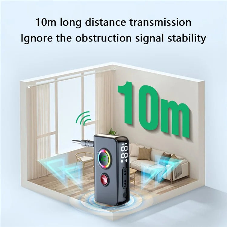 BT106 Colorful Light Wireless Bluetooth 5.4 Adapter Hands-Free Call Audio Receiver Transmitter