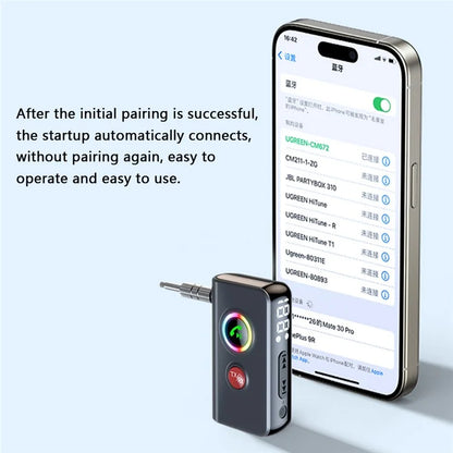 BT106 Colorful Light Wireless Bluetooth 5.4 Adapter Hands-Free Call Audio Receiver Transmitter