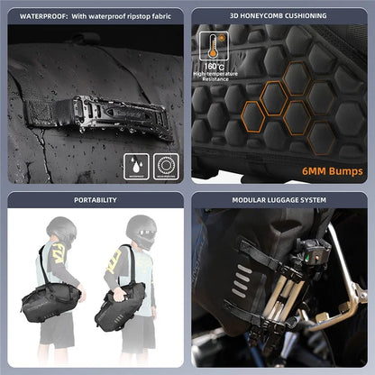 RHINOWALK MT1448 1 Pair 500D Polyester Motorbike Side Bag Motorcycle Pannier Storage Bag