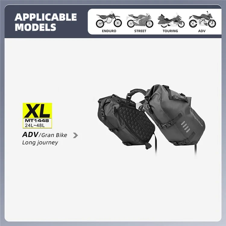 RHINOWALK MT1448 1 Pair 500D Polyester Motorbike Side Bag Motorcycle Pannier Storage Bag