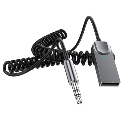 M02 Car Bluetooth Receiver Hands-Free Call Spring Cord 3.5mm AUX Car Audio System Wireless Adapter
