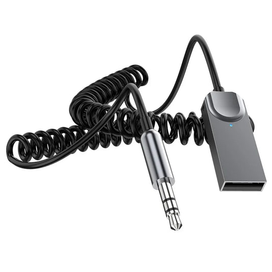 M02 Car Bluetooth Receiver Hands-Free Call Spring Cord 3.5mm AUX Car Audio System Wireless Adapter