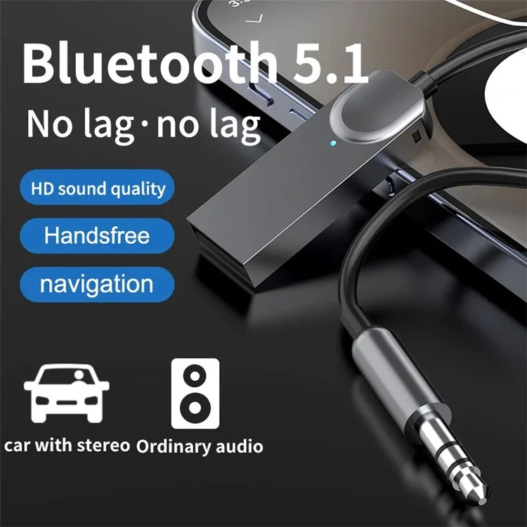 M02 Car Bluetooth Receiver Hands-Free Call Spring Cord 3.5mm AUX Car Audio System Wireless Adapter
