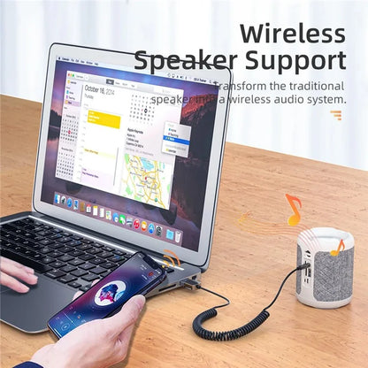 M02 Car Bluetooth Receiver Hands-Free Call Spring Cord 3.5mm AUX Car Audio System Wireless Adapter