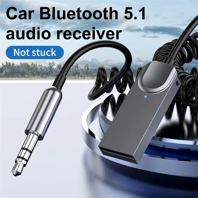 M02 Car Bluetooth Receiver Hands-Free Call Spring Cord 3.5mm AUX Car Audio System Wireless Adapter