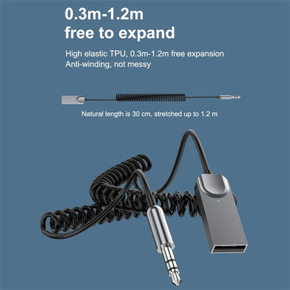 M02 Car Bluetooth Receiver Hands-Free Call Spring Cord 3.5mm AUX Car Audio System Wireless Adapter