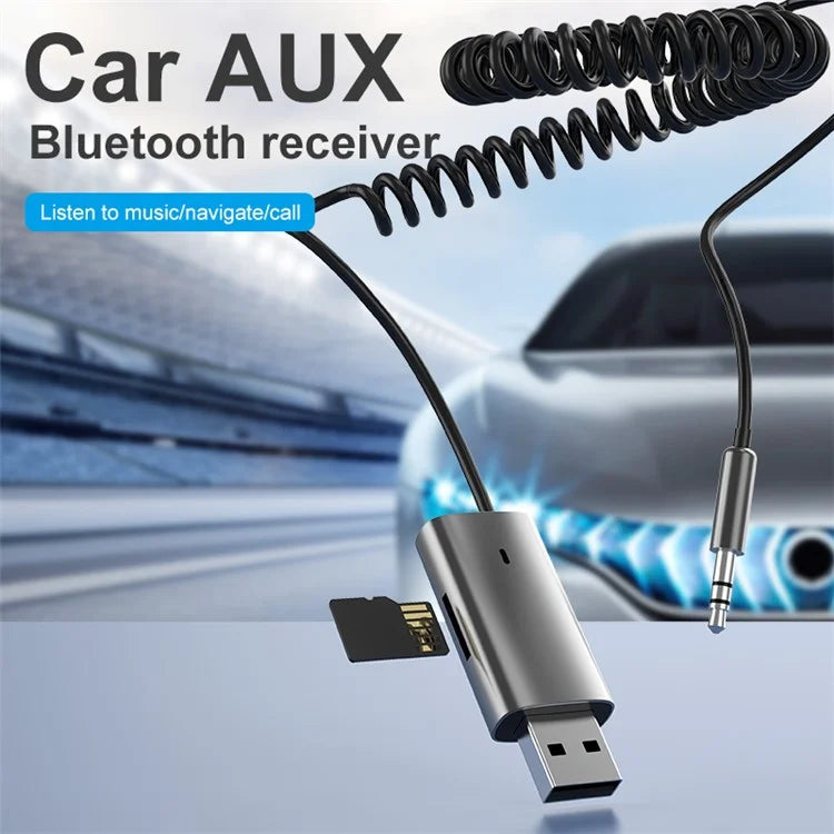 M01 Car Bluetooth Receiver Hands-Free Call Spring Cord 3.5mm AUX Stereo Car Audio Wireless Adapter