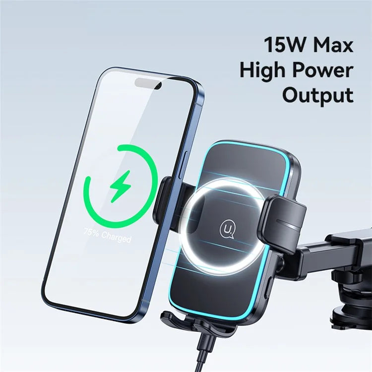 USAMS CD229 Wireless Car Charger Phone Mount Dashboard / Windshield Cell Phone Holder with Suction Cup