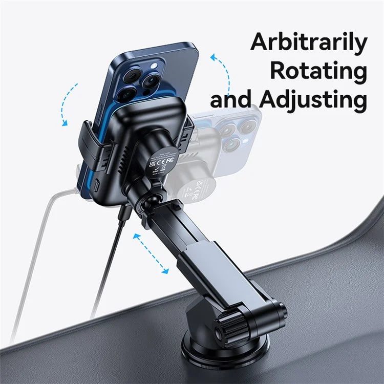 USAMS CD229 Wireless Car Charger Phone Mount Dashboard / Windshield Cell Phone Holder with Suction Cup