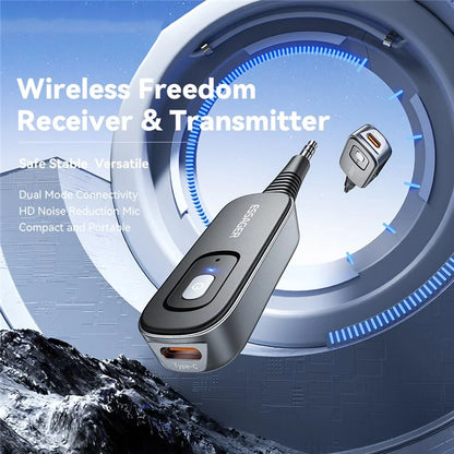ESSAGER EBT51-LX0G-P Car Audio Bluetooth Transmitter Receiver 3.5mm Aux Adapter for Speaker Amplifier