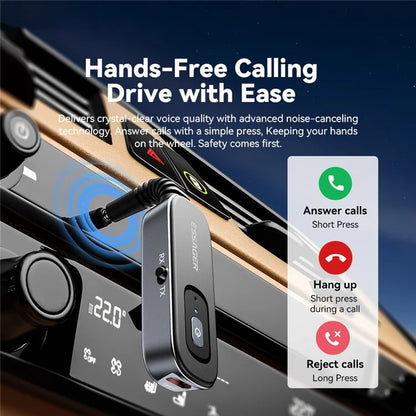 ESSAGER EBT51-LX0G-P Car Audio Bluetooth Transmitter Receiver 3.5mm Aux Adapter for Speaker Amplifier