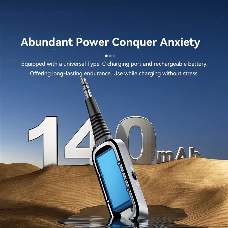 ESSAGER EBT51-LX0G-P Car Audio Bluetooth Transmitter Receiver 3.5mm Aux Adapter for Speaker Amplifier