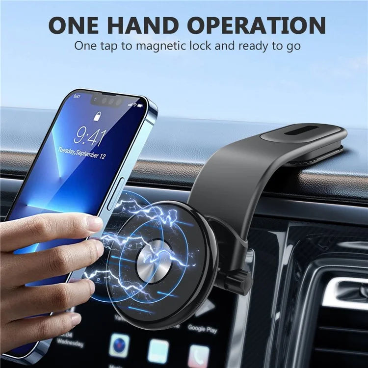 XWJ-151H 360 Degree Rotatable Aluminum Alloy Car Magnetic Phone Holder Bracket with Free Bending Arm