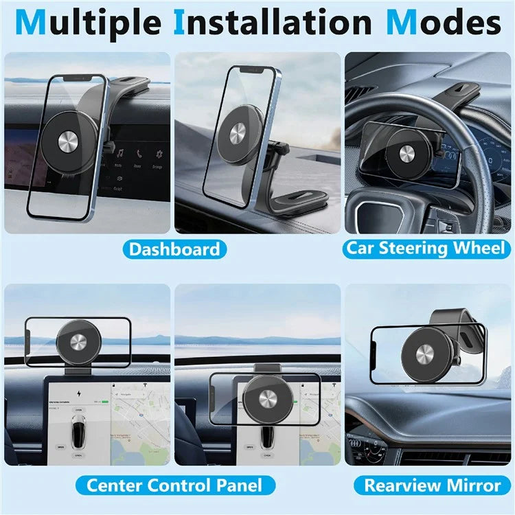 XWJ-151H 360 Degree Rotatable Aluminum Alloy Car Magnetic Phone Holder Bracket with Free Bending Arm
