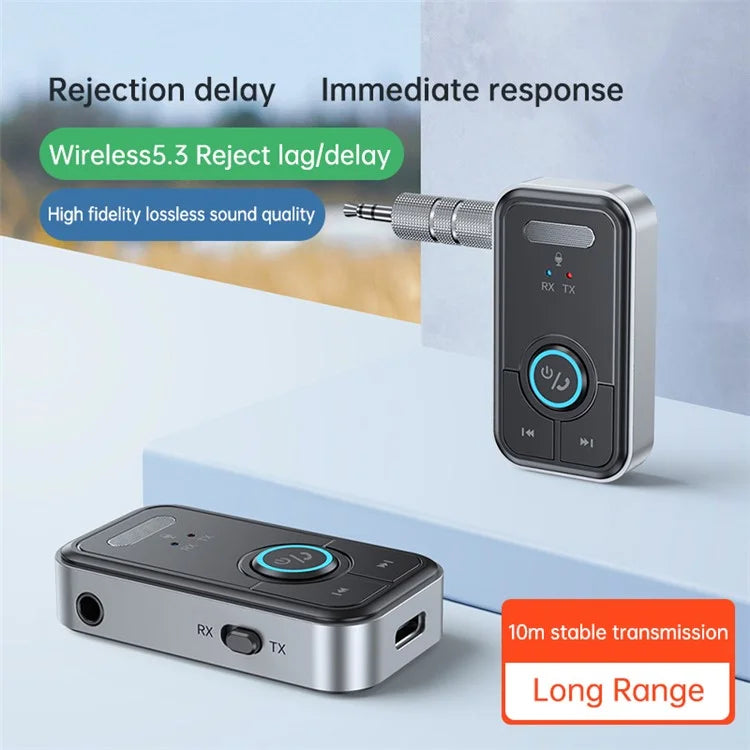T67 Bluetooth 5.3 Wireless Adapter Hand-Free Call 3.5mm AUX Car Audio Speaker Receiver Transmitter