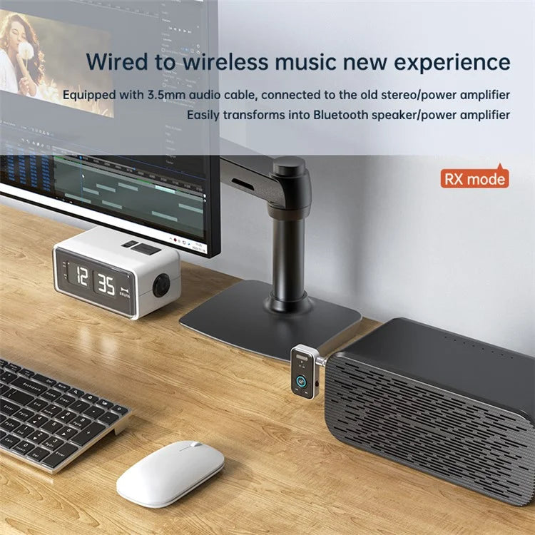T67 Bluetooth 5.3 Wireless Adapter Hand-Free Call 3.5mm AUX Car Audio Speaker Receiver Transmitter
