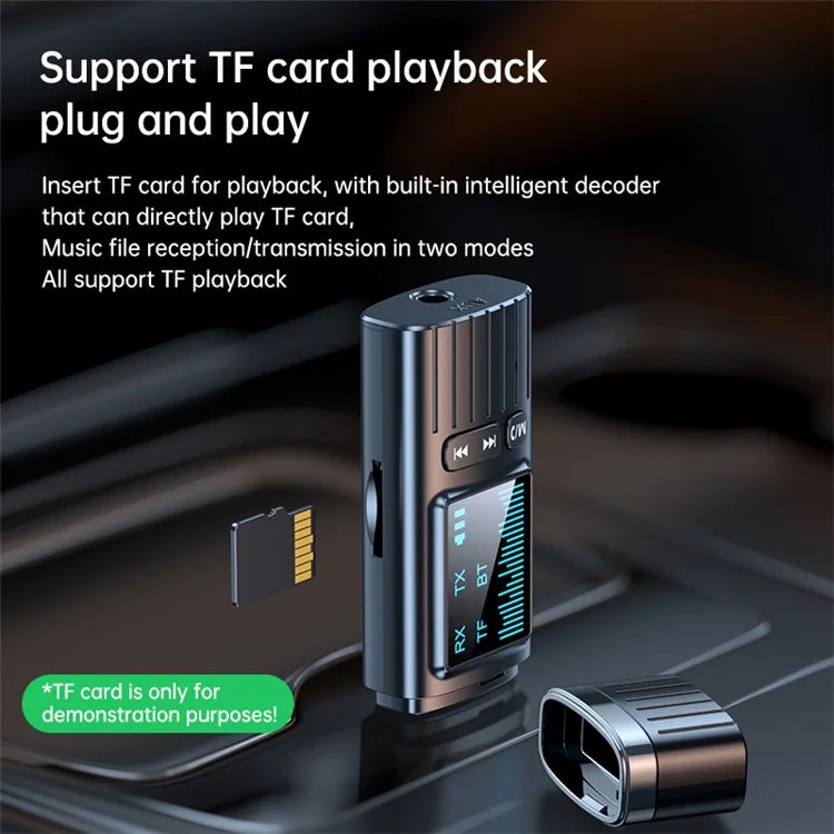 GT72 USB Wireless Audio Adapter LED Digital Display Bluetooth 5.4 Audio Receiver Transmitter