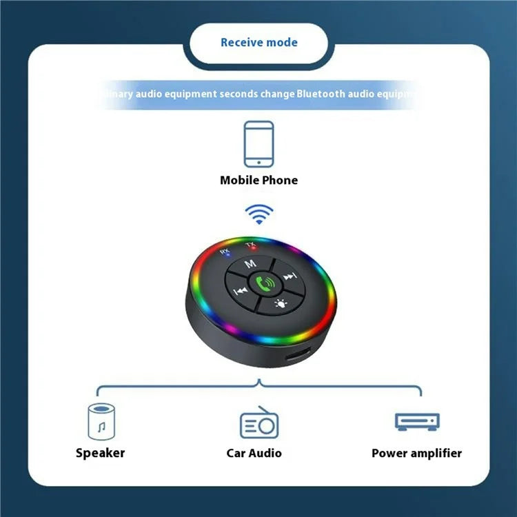 Q10 2-in-1 Bluetooth 5.3 Wireless Transmitter / Receiver MP3 Player Adapter with Colorful Atmosphere Lamp